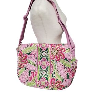 Vera Bradley Quilted Pink and Green Paisley Messenger Bag